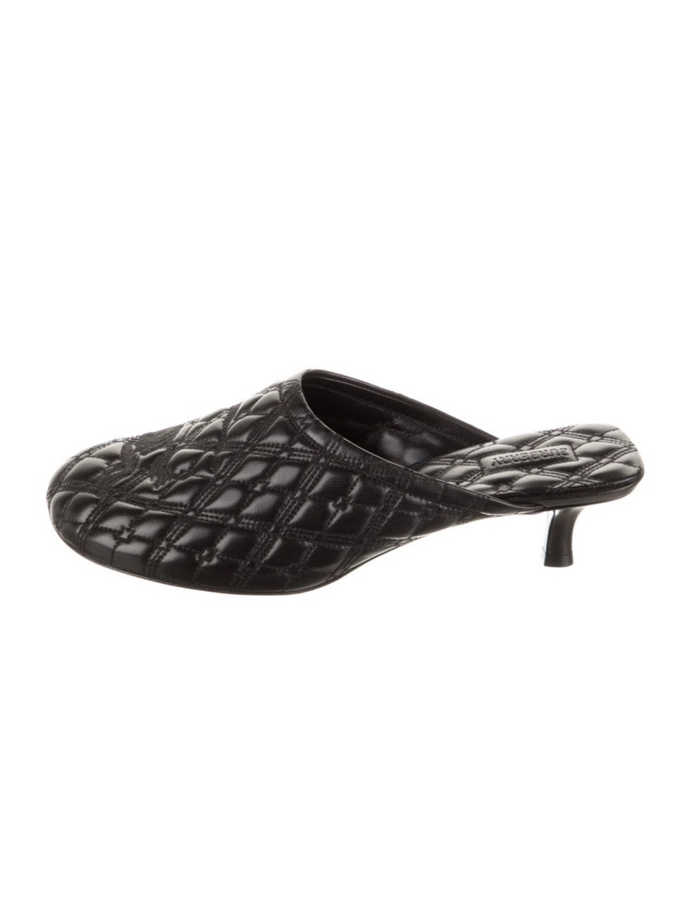 Burberry Black Quilted Leather Slip-On Kitten Heel Mule